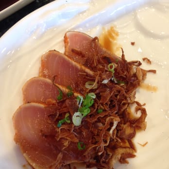Kihon - A great twist on a yummy staple: cajun seared albacore with crispy onion and scallions - Japanese Near Me - Long Beach, California Kihon - A great twist on a yummy staple: cajun seared albacore with crispy onion and scallions - Japanese Near Me - Long Beach, California