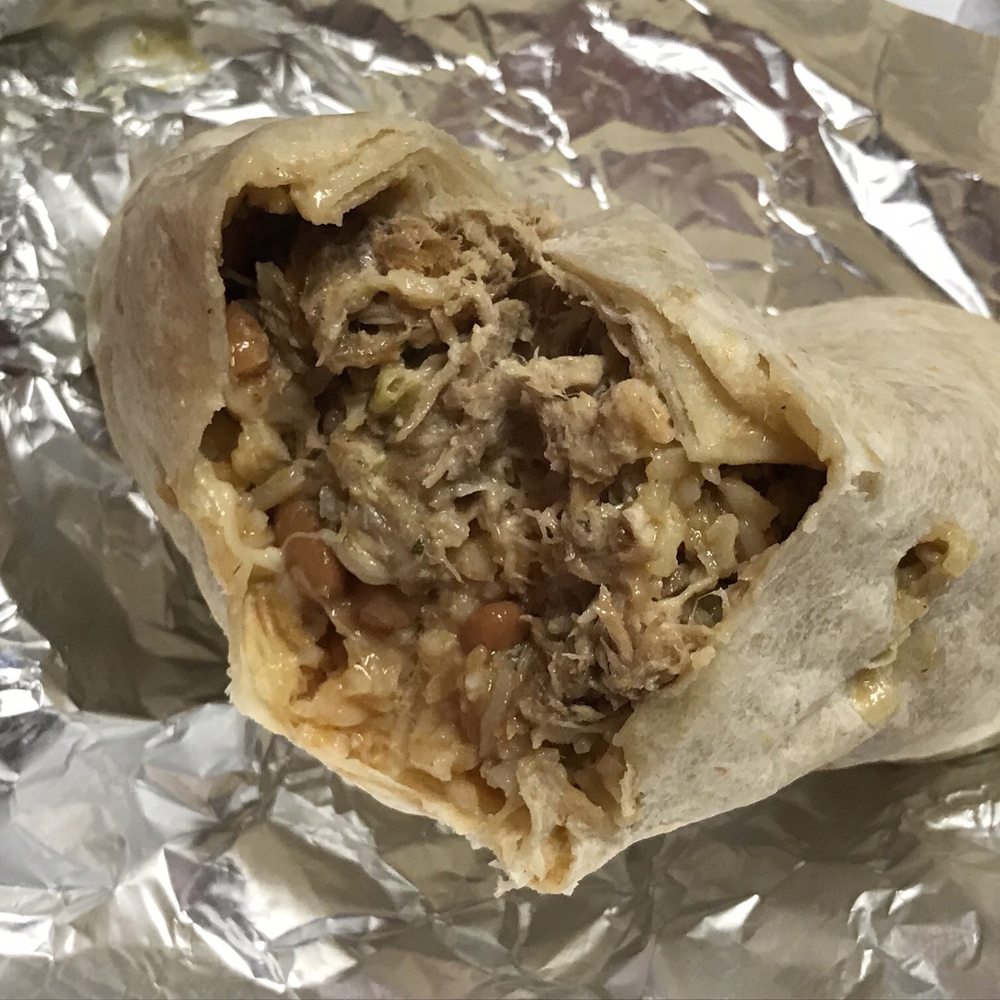 Freaking Tacos - Carnitas burrito cross section (tons of meat!) - Mexican Near Me - Santa Rosa, California
