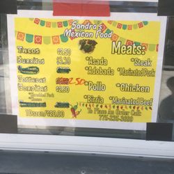 Sandra’s Mexican Food - Food Truck - Menu