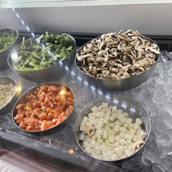 BB Mongolian BBQ - Half the veggie selection, more choices on the opposite side of the line. - Mongolian Near Me - Cypress, California
