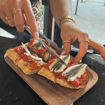 S'Aranella - Pan con tomate with sardines - Spanish Near Me - Paso Robles, California S'Aranella - Pan con tomate with sardines - Spanish Near Me - Paso Robles, California