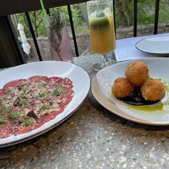 Between The Trees - Bison Carpaccio and crab balls - French Near Me - Greenville, South Carolina Between The Trees - Bison Carpaccio and crab balls - French Near Me - Greenville, South Carolina