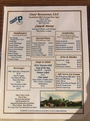 Menu photo 2 Chris's Huntsville, UT
