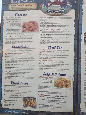 Menu photo 2 Crabby's Oceanside Daytona Beach, FL Menu photo 2 Crabby's Oceanside Daytona Beach, FL