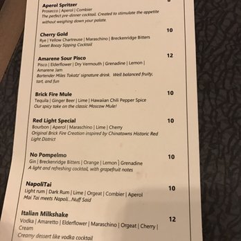 Brick Fire Tavern - Drink menu - Pizza Near Me - Honolulu, Hawaii