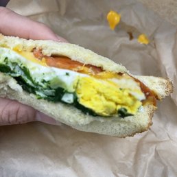 Breakfast sandwich with Portuguese sausage