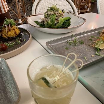 Mood - Mushroom salad and cucumber tequila drink - Vegan Near Me - Tequesta, Florida