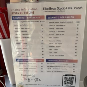 Elite Brow Studio - Pricing - Waxing Near Me - Seven Corners, Virginia
