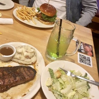 Logan's Roadhouse - New York Steak with Caesar salad & mashed potatoes & Roadhouse deluxe burger & Madori roadhouse tea! - Steakhouses Near Me - Redding, California Logan's Roadhouse - New York Steak with Caesar salad & mashed potatoes & Roadhouse deluxe burger & Madori roadhouse tea! - Steakhouses Near Me - Redding, California