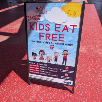 Nationals Park - Kids eat free sign - Stadiums & Arenas Near Me - Washington, DC, District of Columbia