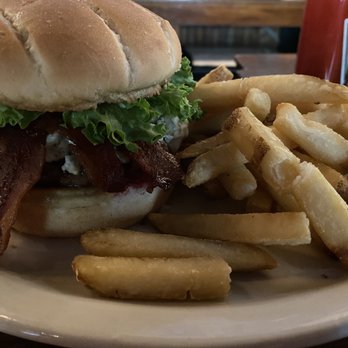 Crystal Beer Parlor - Bison burger with bacon and blue cheese with their fries - Southern Near Me - Savannah, Georgia Crystal Beer Parlor - Bison burger with bacon and blue cheese with their fries - Southern Near Me - Savannah, Georgia