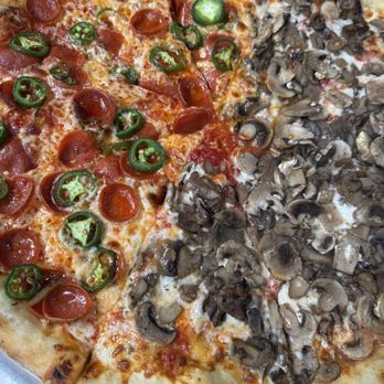 The Pizza Series - Half pepperoni with jalapeños and half mushroom. - Pizza Near Me - Scotts Valley, California