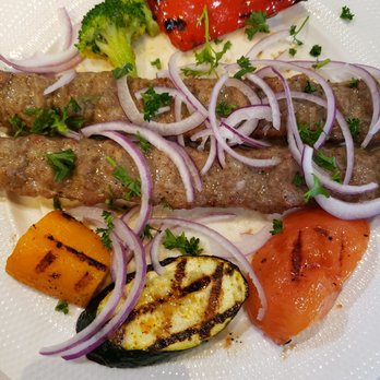 Bubala Cafe & Grill - Lamb kabob. Tender and perfectly seasoned. The grilled veggies were a perfect accompaniment. - Uzbek Near Me - Dallas, Texas