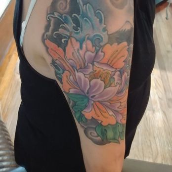 Arthouse Tattoo - Another view. Love how the peonies pop. - Tattoo Near Me - Austin, Texas