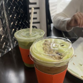 Cafe W Bakery and Desserts - Iced Matcha Latte 16oz and Iced Pistachio Cream Latte - Cafes Near Me - Flushing, New York Cafe W Bakery and Desserts - Iced Matcha Latte 16oz and Iced Pistachio Cream Latte - Cafes Near Me - Flushing, New York
