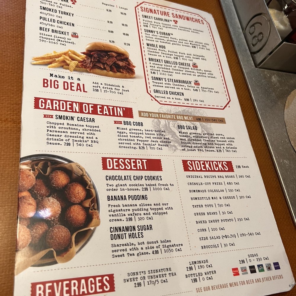 Sonny's BBQ - the menu of the restaurant - Barbeque Near Me - Palatka, Florida Sonny's BBQ - the menu of the restaurant - Barbeque Near Me - Palatka, Florida