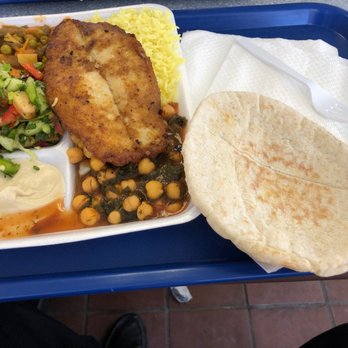 Jerusalem Middle Eastern Cuisine - #202 with the fish option, hummus, chickpeas and a cold salad - Middle Eastern Near Me - Champaign, Illinois Jerusalem Middle Eastern Cuisine - #202 with the fish option, hummus, chickpeas and a cold salad - Middle Eastern Near Me - Champaign, Illinois