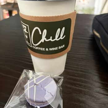 Chill Coffee and Wine Bar - Lavender macaroon w/my latte! - Coffee & Tea Near Me - Arlington, Texas Chill Coffee and Wine Bar - Lavender macaroon w/my latte! - Coffee & Tea Near Me - Arlington, Texas