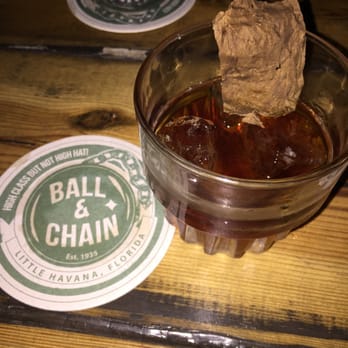 Ball & Chain - Highly addictive Calle Ocho Old Fashioned with a tobacco leaf inside - Music Venues Near Me - Miami, Florida