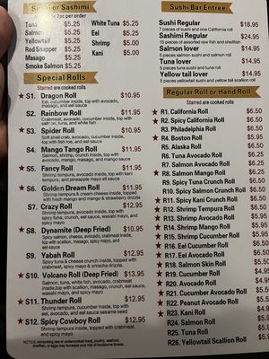 Menu photo 1 Yabah Mustang, OK Menu photo 1 Yabah Mustang, OK