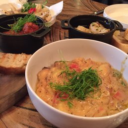 A selection of the sharing plates, including the gnocchi, meatballs and prawns