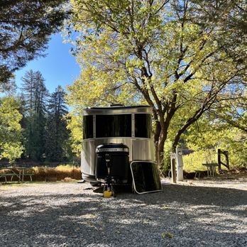 Stress Free RVs - Airstream Basecamp 16X parked at River Bend Resort in Sonoma county, CA. - RV Rental Near Me Stress Free RVs - Airstream Basecamp 16X parked at River Bend Resort in Sonoma county, CA. - RV Rental Near Me