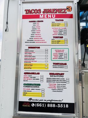 Menu photo 6 Tacos Jimenez Castaic, CA