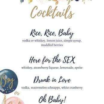 Myxtini Mobile Bartending - Custom menu for a gender reveal - Bartenders Near Me