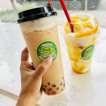 Tea Addicts - The original and the yogurt with mango! - Bubble Tea Near Me - Seattle, Washington