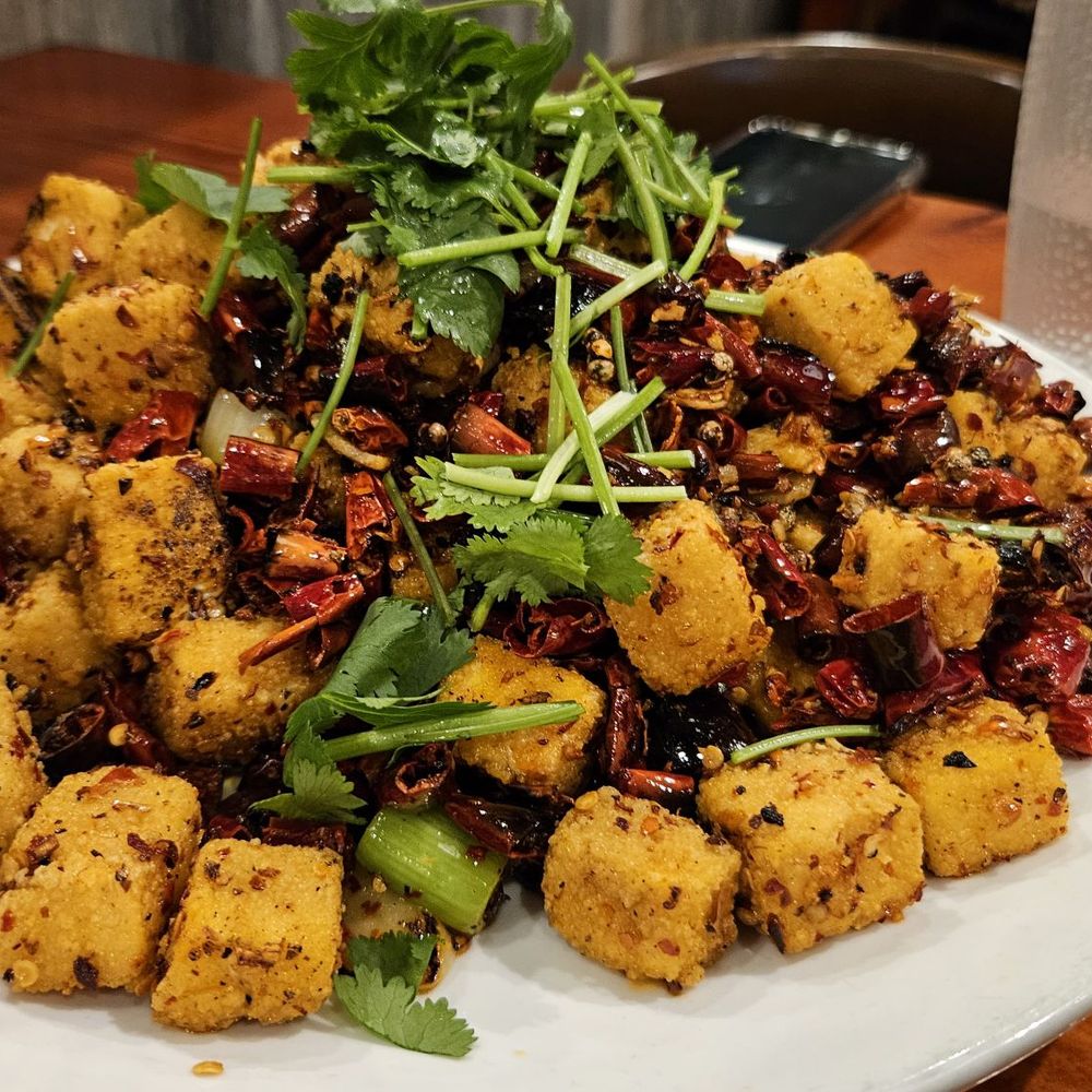 Spicy Dragon - Fried soft tofu with explosive peppers,  it was the biggest tofu portion I've seen - Chinese Near Me - Sacramento, California