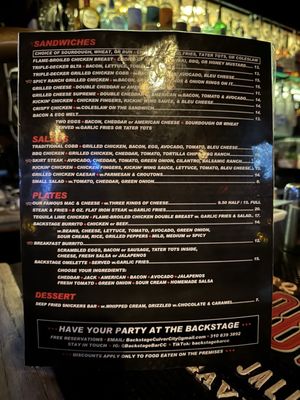 Menu photo 2 Backstage Bar & Grill Culver City, CA Menu photo 2 Backstage Bar & Grill Culver City, CA