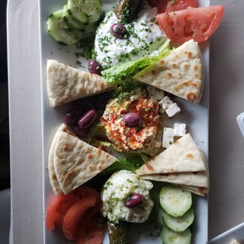 OPA! - Sampler platter, ask for the housemade dressing and mis with the dips! More dips more life. - Greek Near Me - Avon, Indiana OPA! - Sampler platter, ask for the housemade dressing and mis with the dips! More dips more life. - Greek Near Me - Avon, Indiana