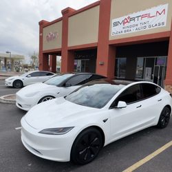 Smartfilm - 2024 Tesla Model 3 Highland.  XPel 10mil paint protection on the front end and wrapped in XPel XR Plus window tint