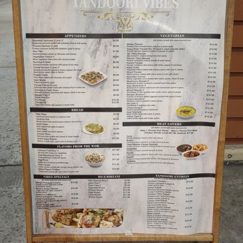 Tandoori Vibes - Sidewalk menu sign - Indian Near Me - San Diego, California Tandoori Vibes - Sidewalk menu sign - Indian Near Me - San Diego, California