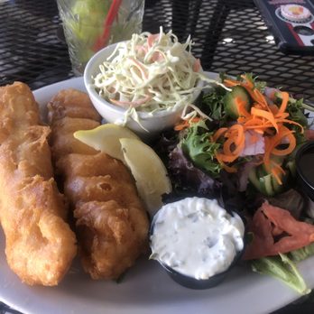 Boatyard Pub - Locally caught halibut fish and chips, I switched out for the side salad rather than the chips - Bars Near Me - Ventura, California Boatyard Pub - Locally caught halibut fish and chips, I switched out for the side salad rather than the chips - Bars Near Me - Ventura, California