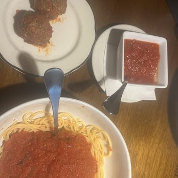 Vic's Casual Dining - Spaghetti and meatballs with marinara sauce! Extra sauce on the side - Italian Near Me - Southgate, Michigan