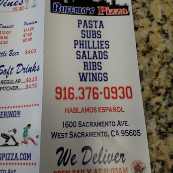 Buffalo's Pizza - Menu as of 2/20/18 - Pizza Near Me - West Sacramento, California
