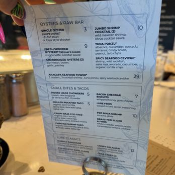 Lure Fish House - Back of Happy Hour Menu 4/2026 - Seafood Near Me - San Luis Obispo, California Lure Fish House - Back of Happy Hour Menu 4/2026 - Seafood Near Me - San Luis Obispo, California