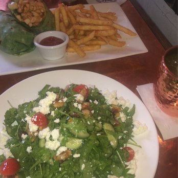 Horus Café on A - Chicken Shawarma & Horus Salad with Mango Mule mocktail - Mediterranean Near Me - New York, New York Horus Café on A - Chicken Shawarma & Horus Salad with Mango Mule mocktail - Mediterranean Near Me - New York, New York