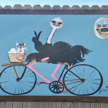 Ostrichland USA - Ostrich and Piper mural - Attraction Farms Near Me - Solvang, California Ostrichland USA - Ostrich and Piper mural - Attraction Farms Near Me - Solvang, California