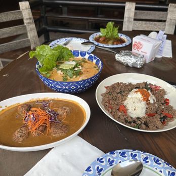 Aaharn - Tom Yum Noodle Soup, Chicken Meat Ball Curry Sauce, Kaprow Wagyu - Thai Near Me - San Diego, California Aaharn - Tom Yum Noodle Soup, Chicken Meat Ball Curry Sauce, Kaprow Wagyu - Thai Near Me - San Diego, California