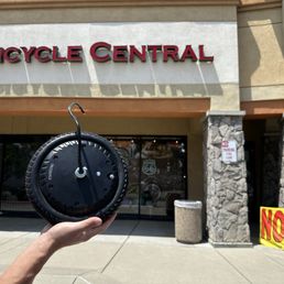 My wheel/tire all fixed up in front of the store