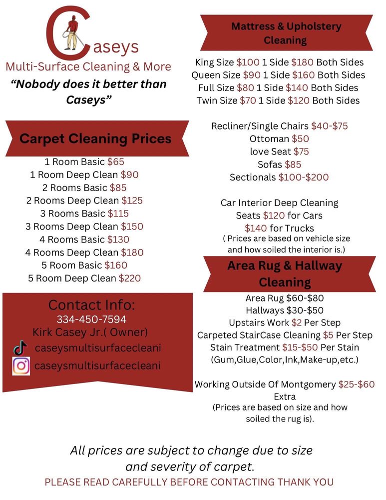 Casey’s Multi Surface Cleaning & More - upholstery in Wetumpka, AL