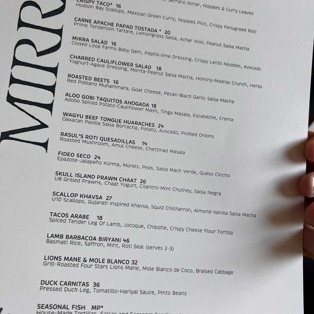 Mirra - Food menu - Mexican Near Me - Chicago, Illinois Mirra - Food menu - Mexican Near Me - Chicago, Illinois
