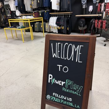 PowerPlay Pickleball - Welcome sign and some equipment - Pickleball Near Me - Carson, California