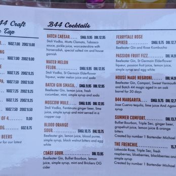 Batch 44 - Cocktails menu. Wed dinner 2023-07-19 - Breweries Near Me - Sechelt, British Columbia