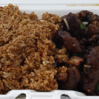 New Golden Gate - Orange beef with broccoli. There is more meat hidden underneath the rice - Chinese Near Me - Boston, Massachusetts New Golden Gate - Orange beef with broccoli. There is more meat hidden underneath the rice - Chinese Near Me - Boston, Massachusetts