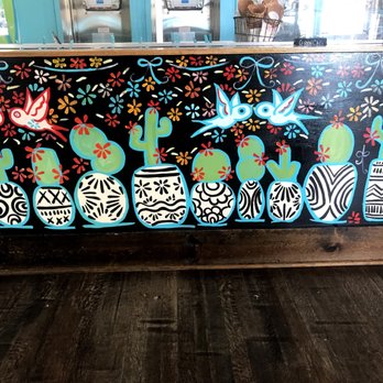 Little Sparrow Cafe - a colorful mural of birds, flowers, and cacti - Ice Cream & Frozen Yogurt Near Me - Albuquerque, New Mexico