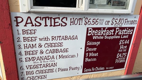 Menu photo 2 Col K's Pasty Shop Menominee, MI