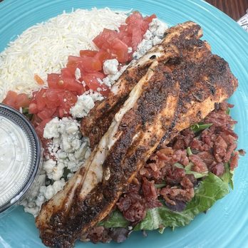 Mullet Bay Restaurant - Cobb salad with blackened mahi - American Near Me - Saint Simons Island, Georgia Mullet Bay Restaurant - Cobb salad with blackened mahi - American Near Me - Saint Simons Island, Georgia